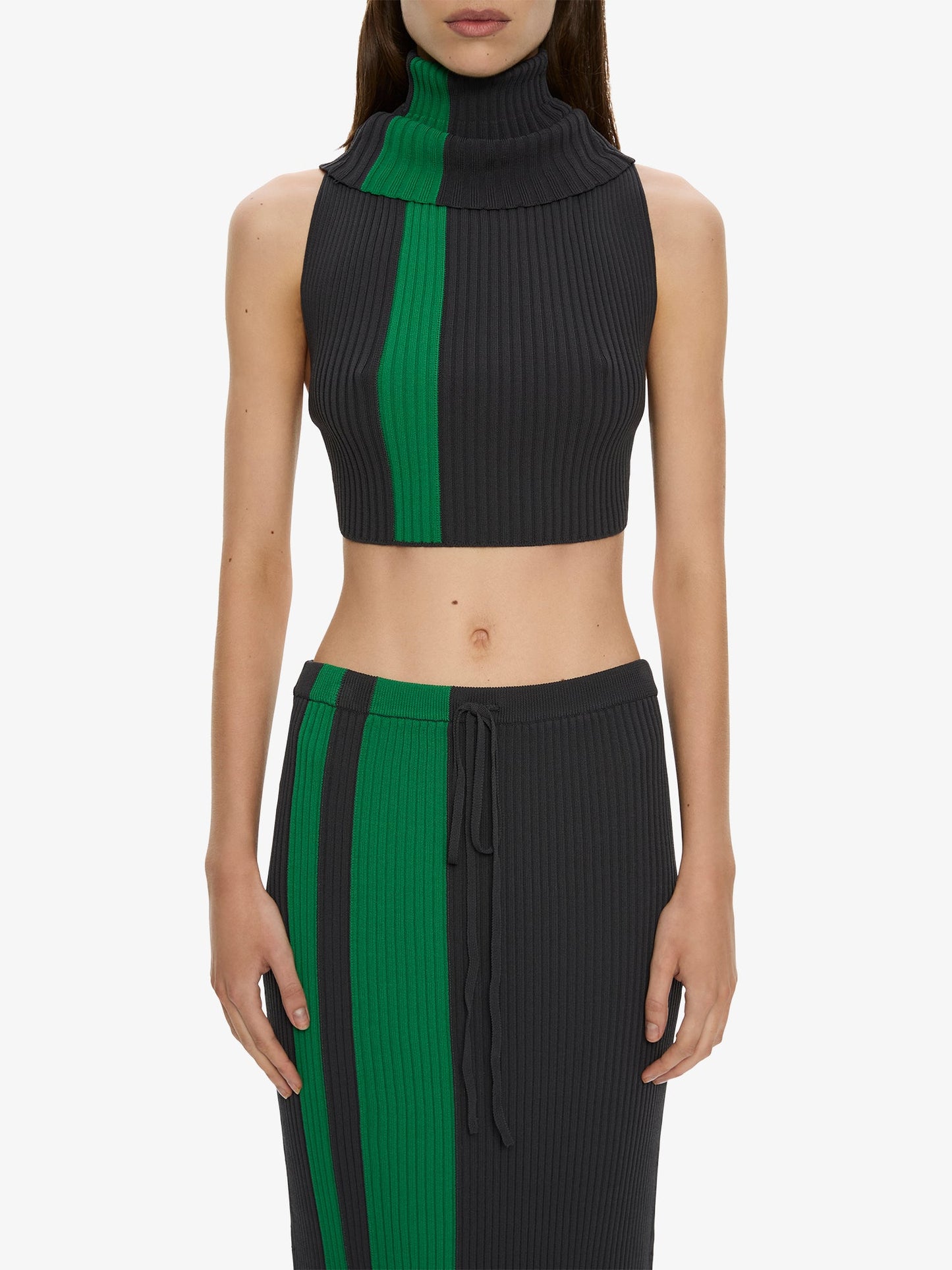 CHRISTOPHER ESBER Mach Stripe Turtleneck Crop (Black)