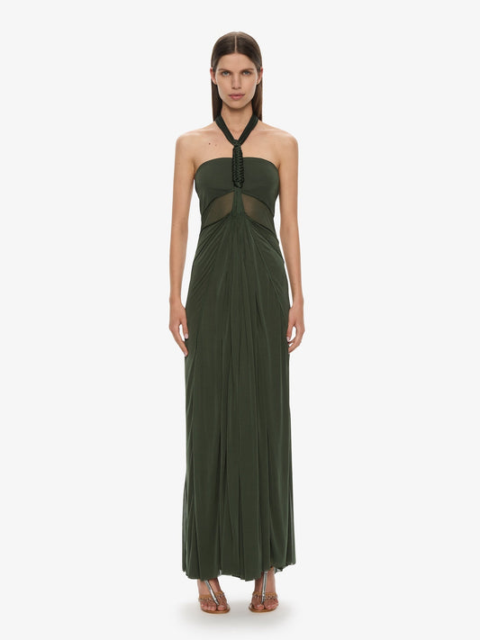 Image of Dresses. Productname: CHRISTOPHER ESBER Solea Corded Halter Dress in Green colour by brand - CHRISTOPHER ESBER
