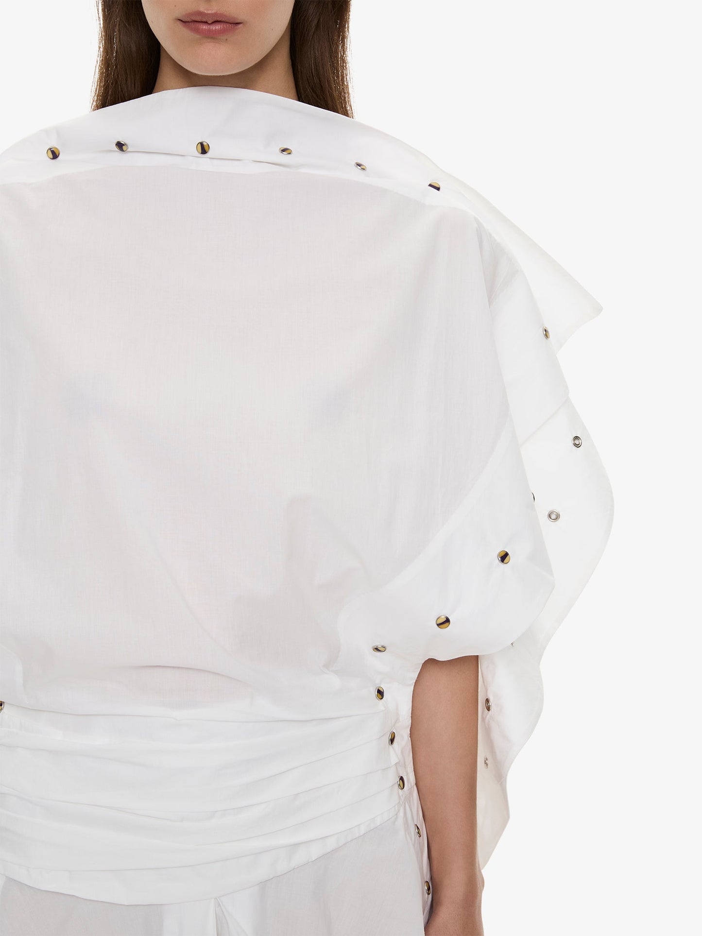 CHRISTOPHER ESBER Cotton Poplin Spiral Stone Snap Dress (White)