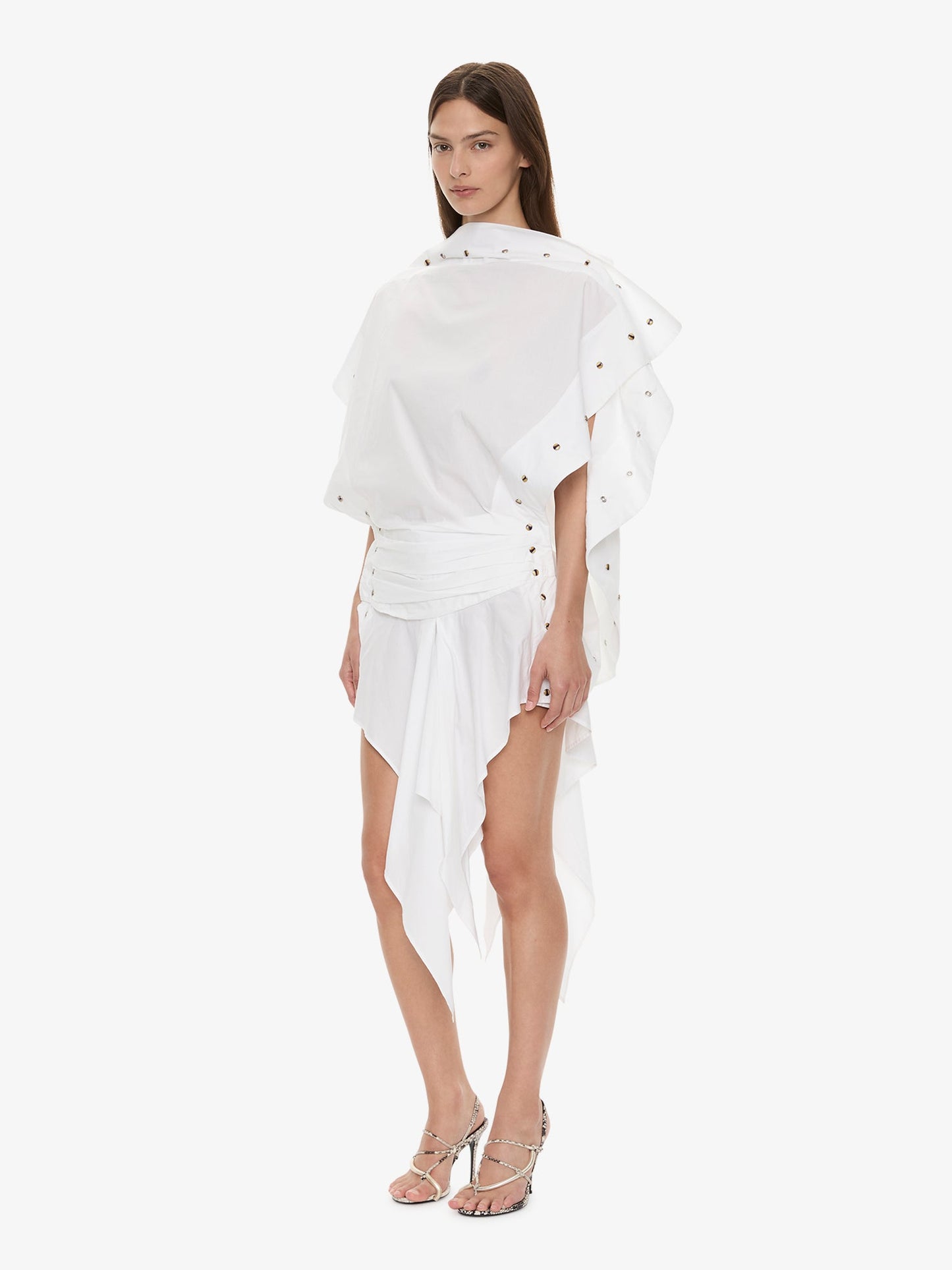 CHRISTOPHER ESBER Cotton Poplin Spiral Stone Snap Dress (White)