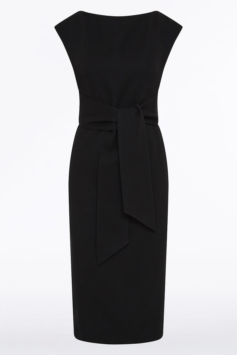 Carla Zampatti Crepe Tie Front Dress (Black)
