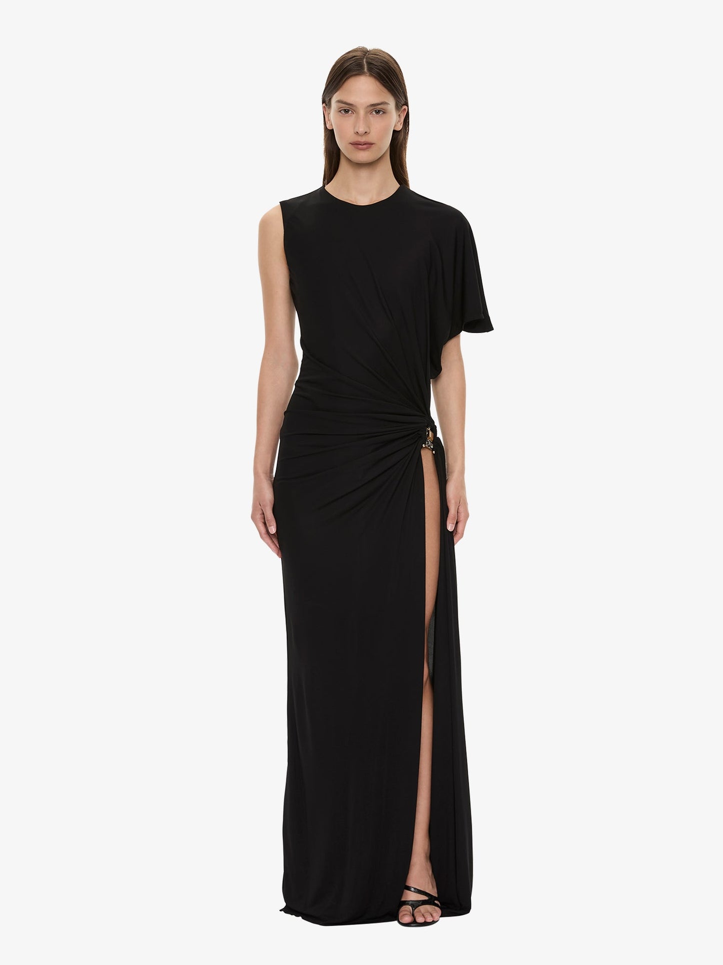 Image of Dresses. Product name - Bezel Quartz Draped Tank Dress in Black colour by brand - CHRISTOPHER ESBER