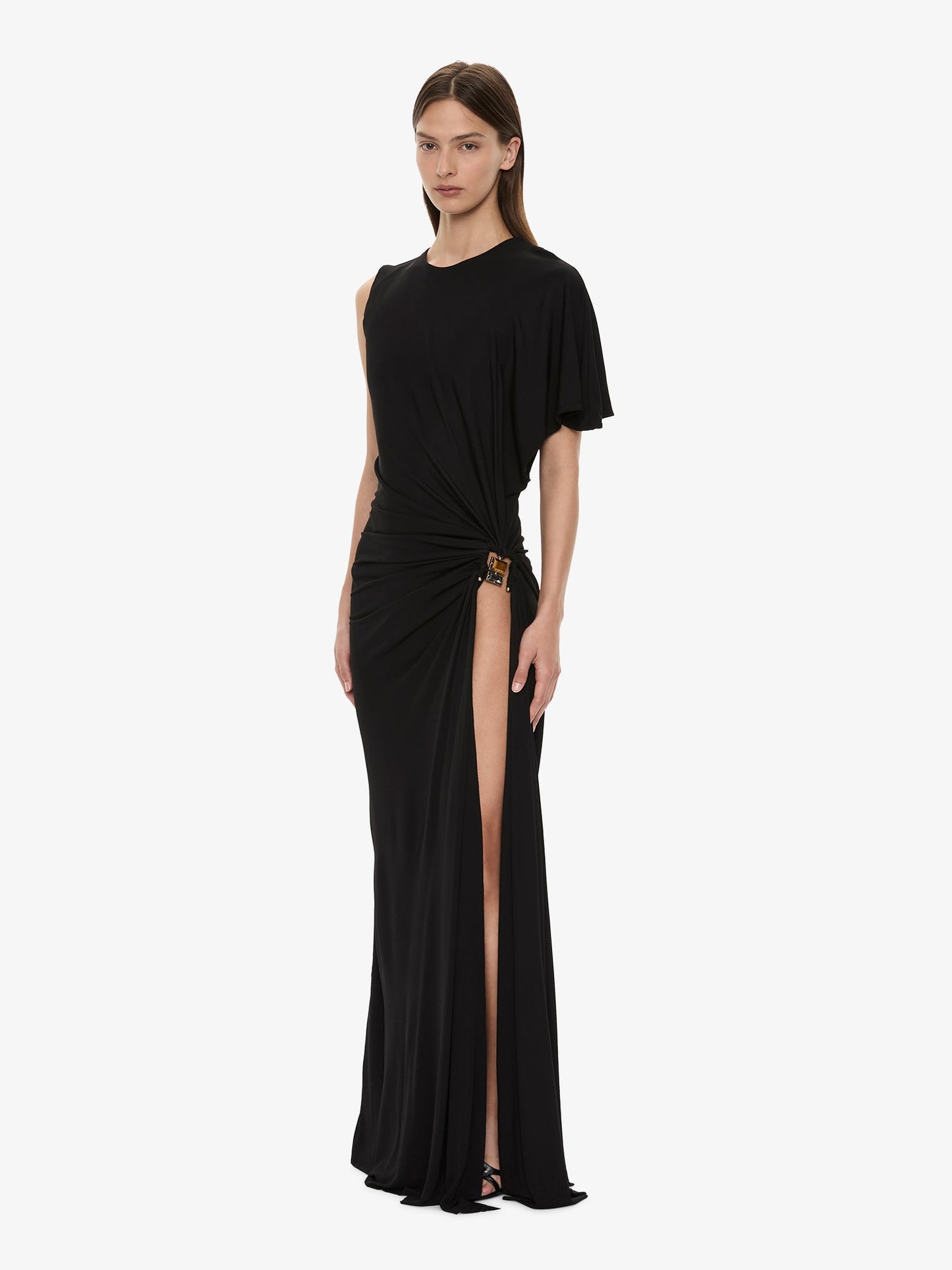 CHRISTOPHER ESBER Bezel Quartz Draped Tank Dress (Black)