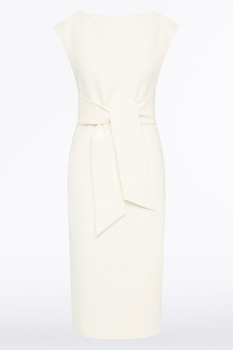 Carla Zampatti Ivory Crepe Tie Front Dress (White)