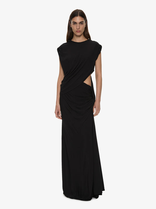 CHRISTOPHER ESBER Twisted Lever Rolled Up Tee Dress (Black)