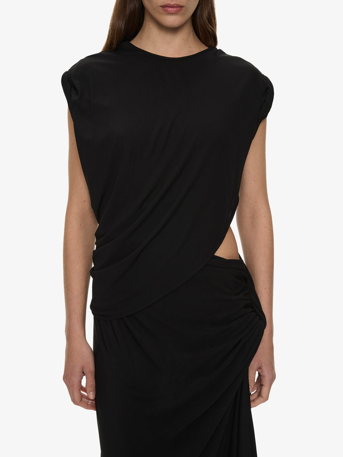 CHRISTOPHER ESBER Twisted Lever Rolled Up Tee Dress (Black)