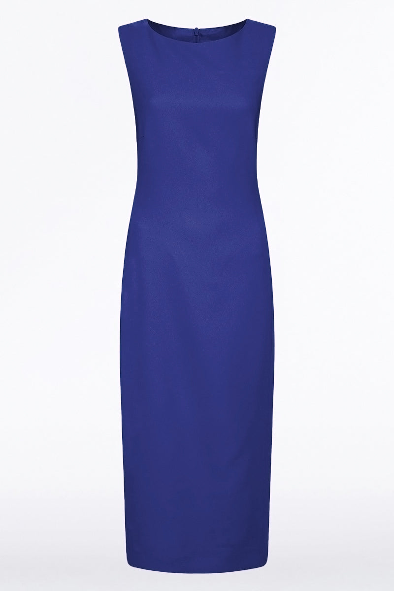 Carla Zampatti Violet Crepe Sheath Dress (Blue)