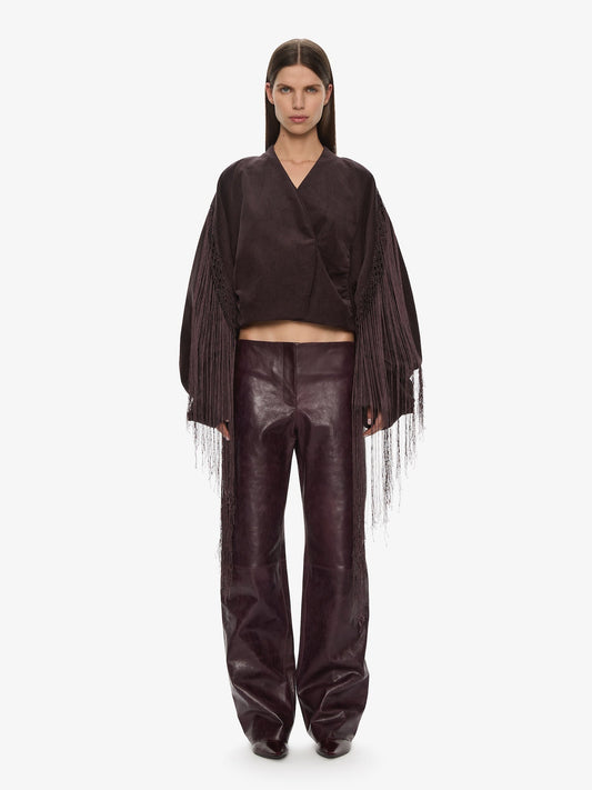 Image of a model wearing Outerwear. Productname: CHRISTOPHER ESBER Corduroy Cocoon Fringed Jacket in Jacket colour by brand - CHRISTOPHER ESBER