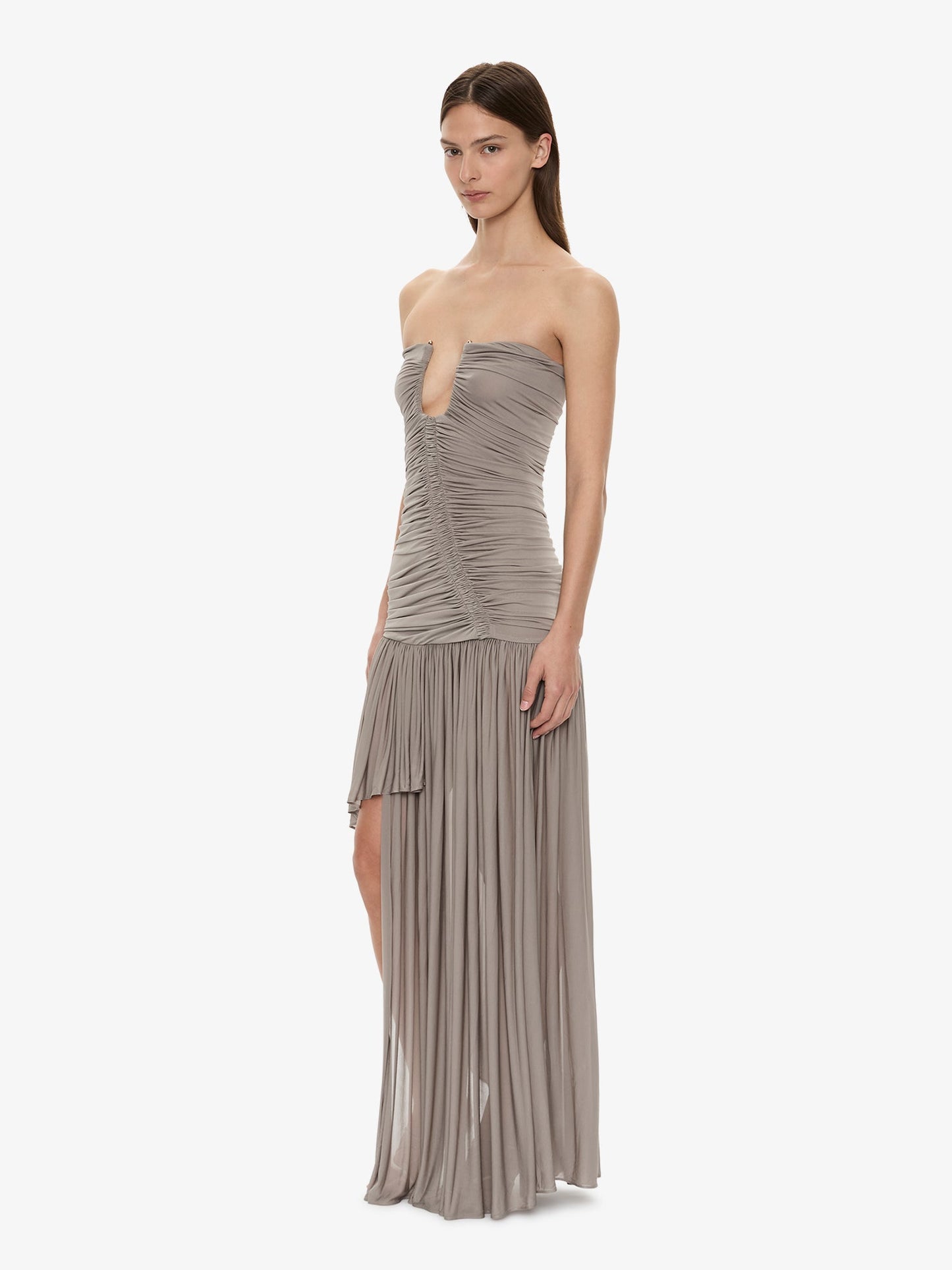 CHRISTOPHER ESBER Arced Orion Strapless Gown (Slate)