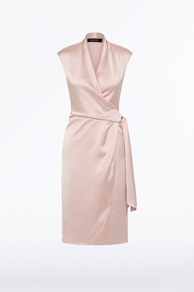 Carla Zampatti Blush Lustre Satin Wrap Dress (Pink)