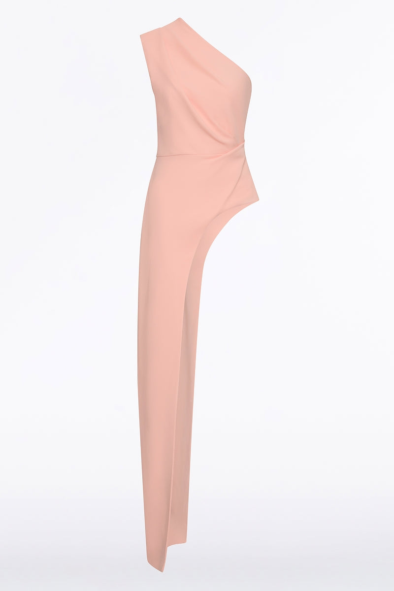 Carla Zampatti Pale Rose Crepe One Shoulder Longline Top (Pink)
