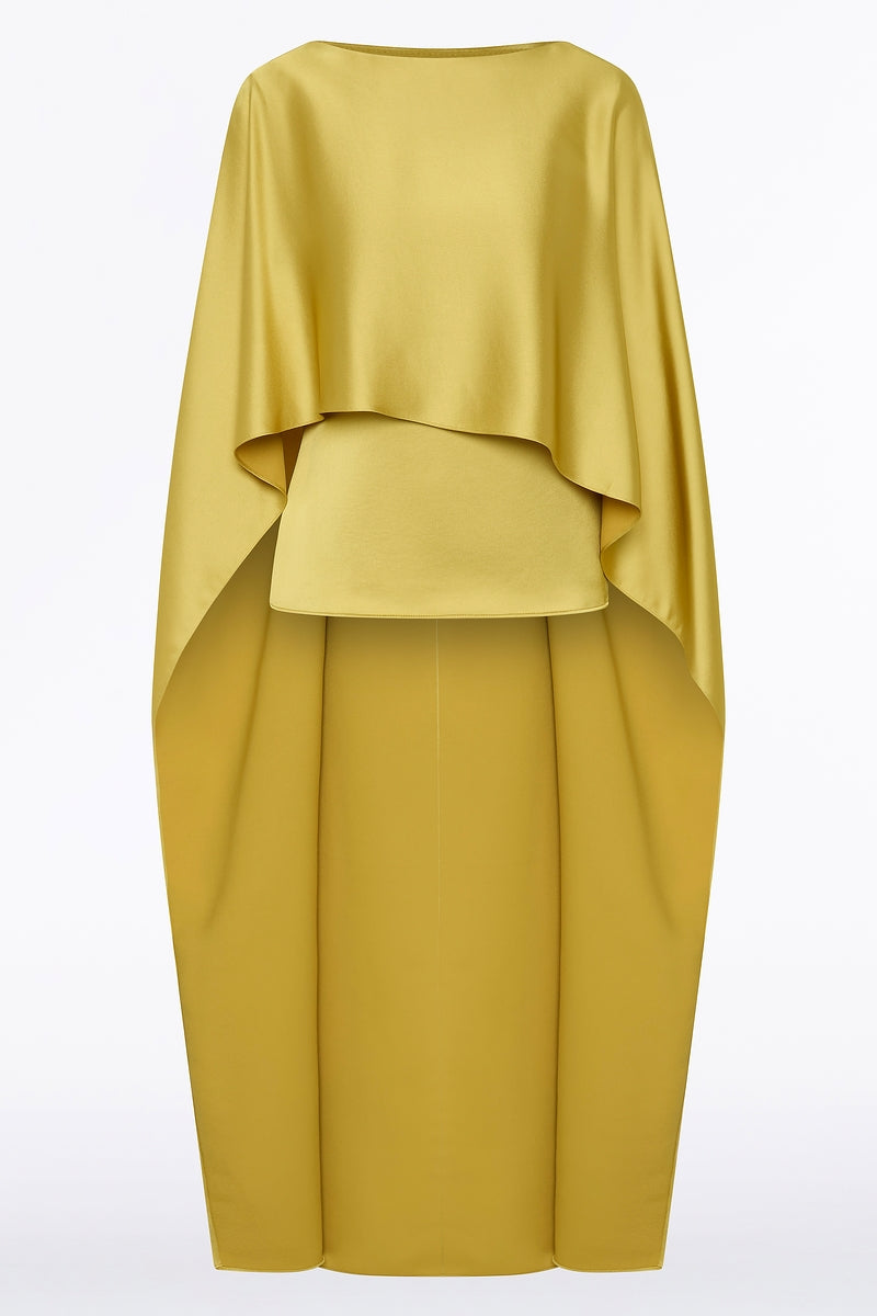 Carla Zampatti Pear Lustre Satin Long Cape Top (Green)