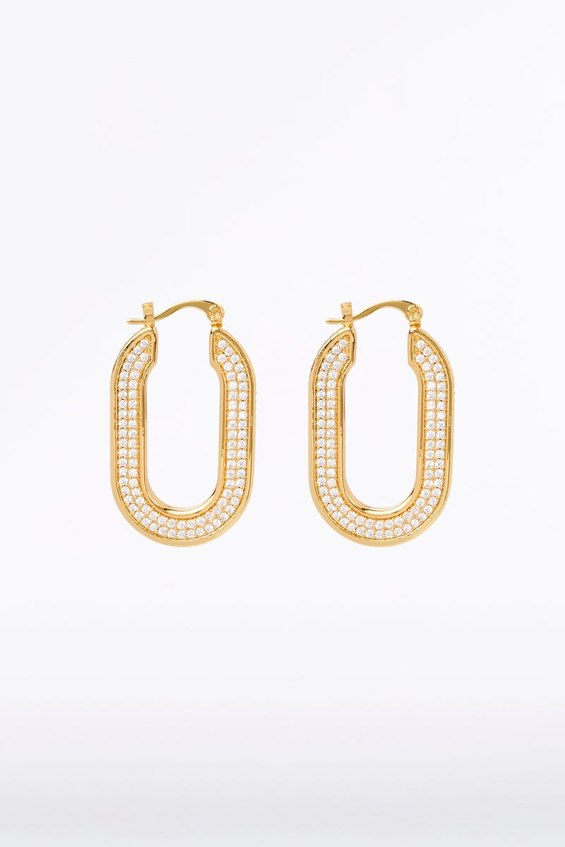 Image of Jewelry. Product name - Pave Prism Hoop Earring in Gold colour by brand - Carla Zampatti