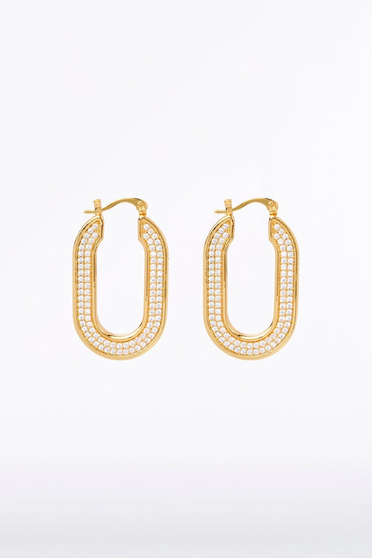 Image of Jewelry. Product name - Pave Prism Hoop Earring in Gold colour by brand - Carla Zampatti