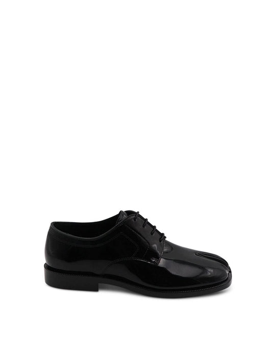 Image of Footwear. Productname: MAISON MARGIELA Tabi Lace-ups Shoes in Shine Black colour by brand - MAISON MARGIELA