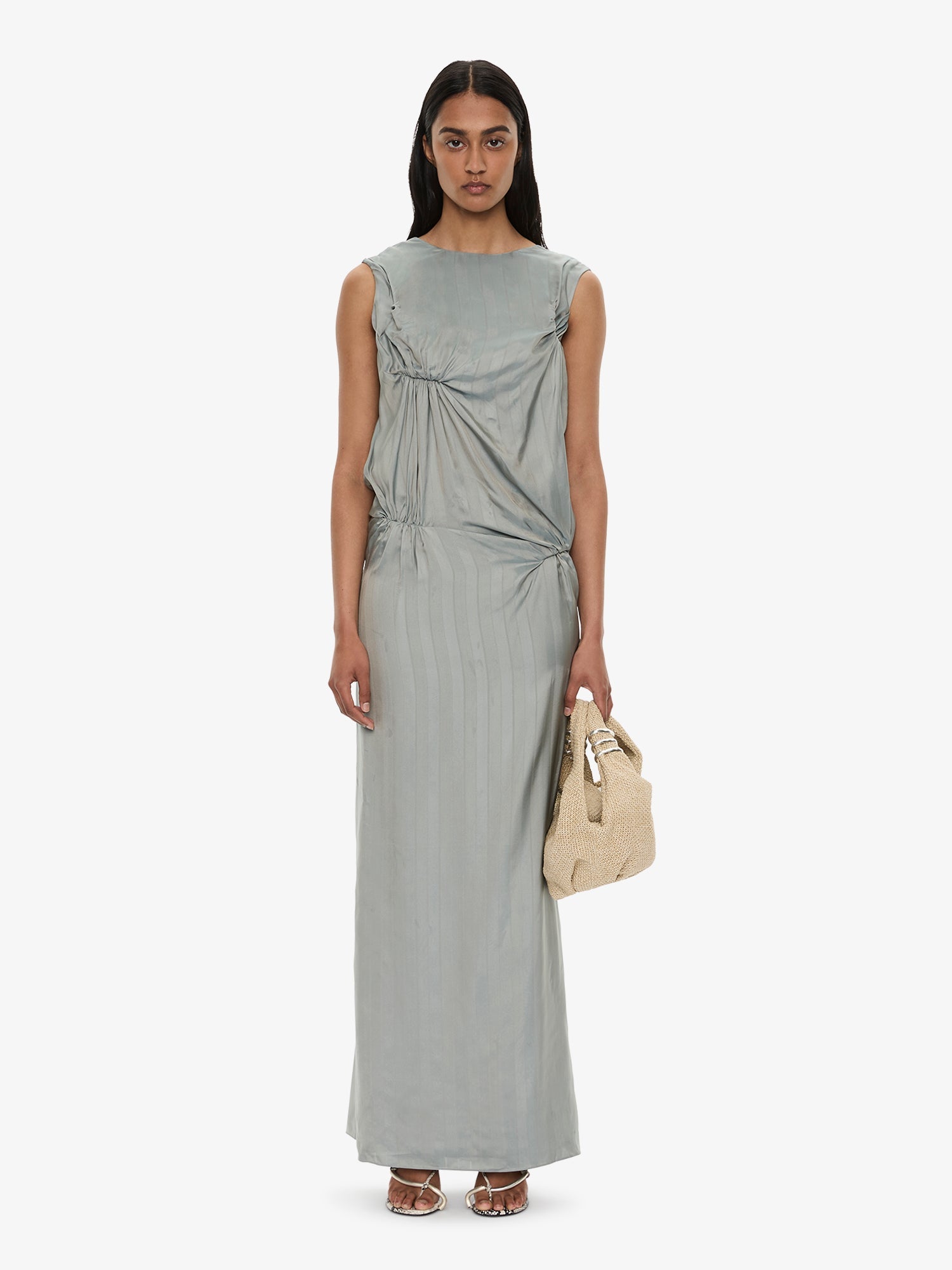 Image of Dresses. Product name - Kacere Bikini Tuck Column Tank Dress in Slate colour by brand - CHRISTOPHER ESBER