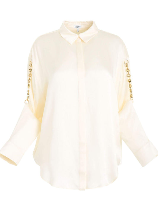 Image of a model wearing Tops. Productname: LOEWE Chain Shirt in Ivory colour by brand - LOEWE