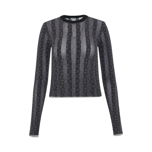 Image of a model wearing Outerwear. Product name - Anagram Devore Viscose Sweater in Black colour by brand - LOEWE