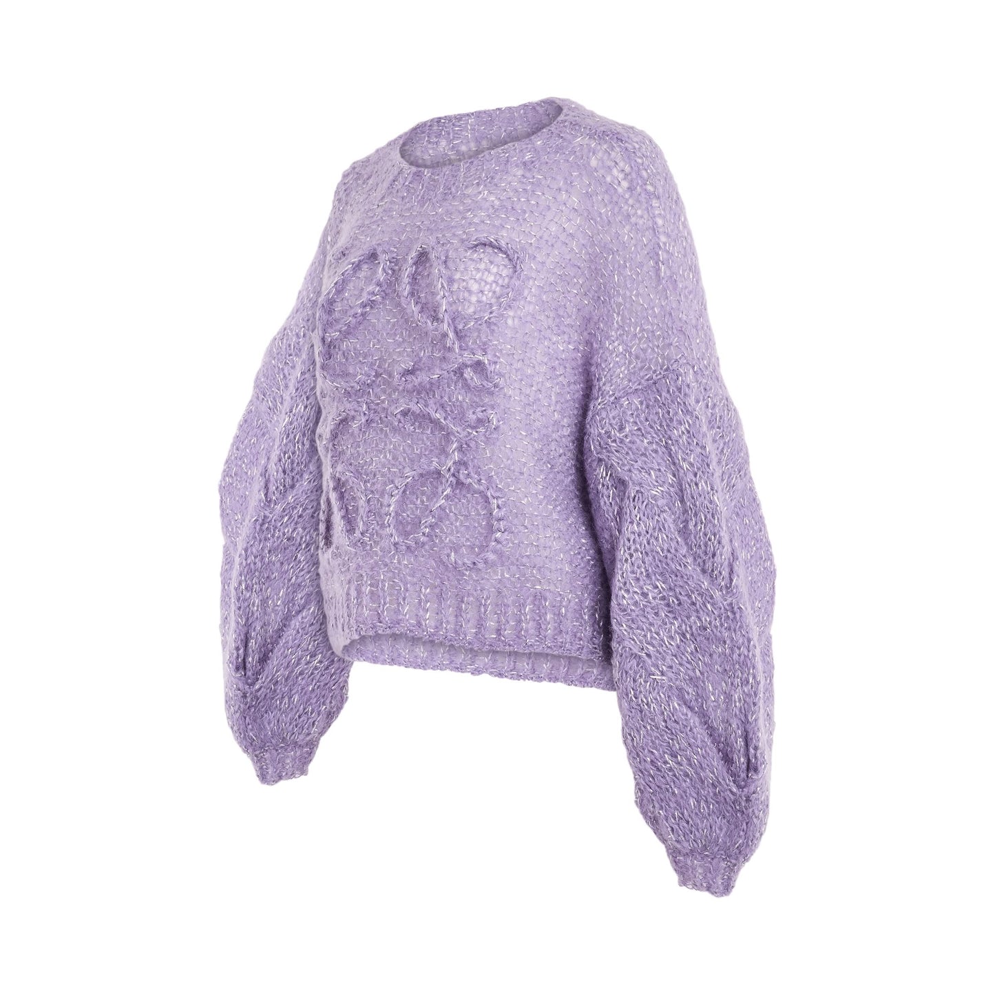 LOEWE Cropped Anagram Mohair Sweater (Purple)