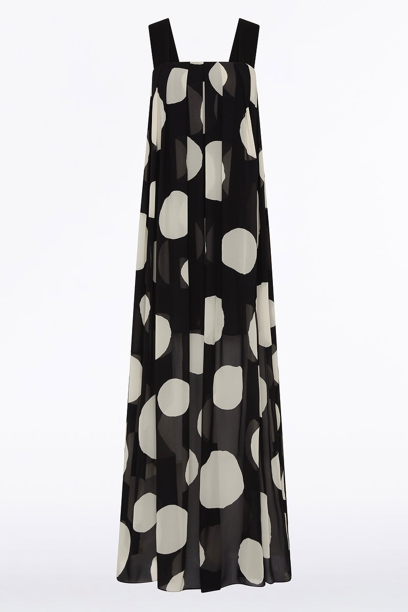Carla Zampatti Noir Spot Tuck Detail Maxi Dress (Black)