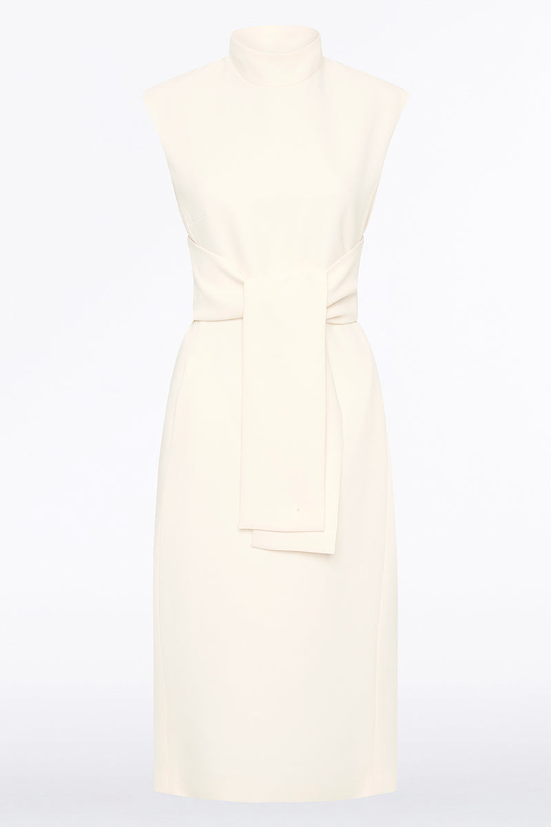 Carla Zampatti Ivory Crepe Striscia Dress (Cream)