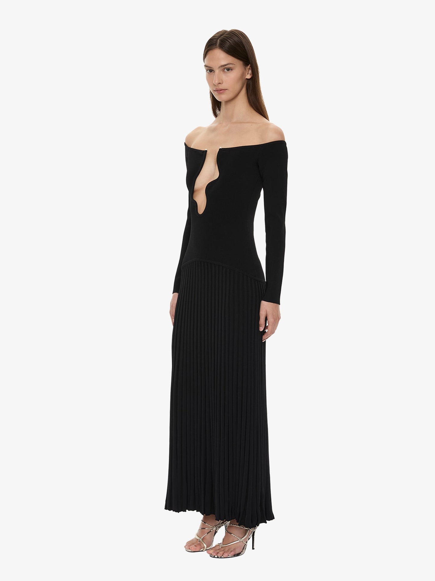 CHRISTOPHER ESBER Salacia Pleated Off Shoulder Dress (Black)