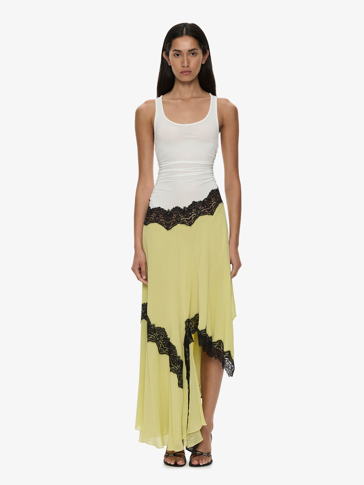 Image of Dresses. Product name - Cutaway Lace Gathered Tank Dress in Multi colour by brand - CHRISTOPHER ESBER