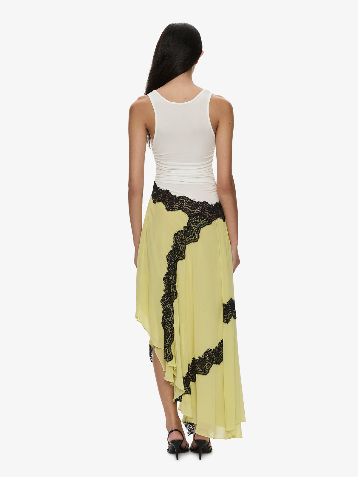 CHRISTOPHER ESBER Cutaway Lace Gathered Tank Dress (Multi)