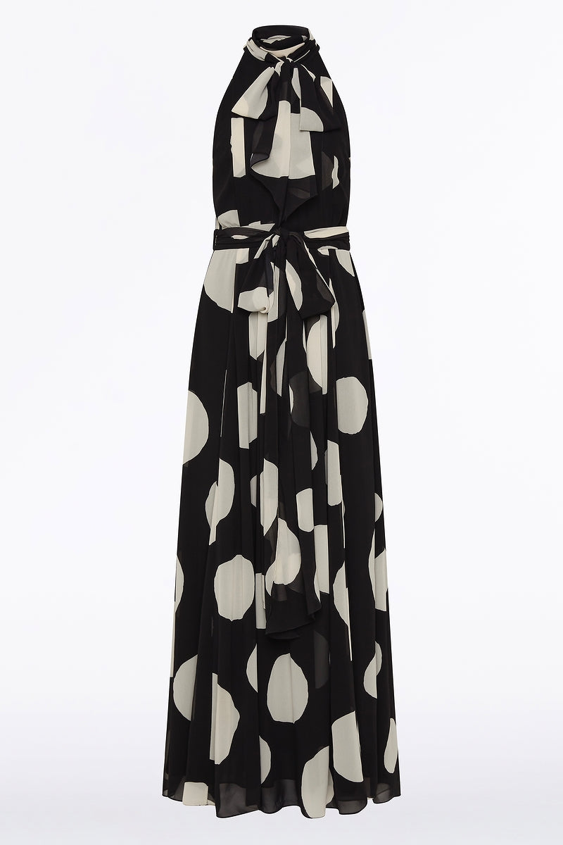 Carla Zampatti Noir Spot Tie Neck Wrap Dress (Black)