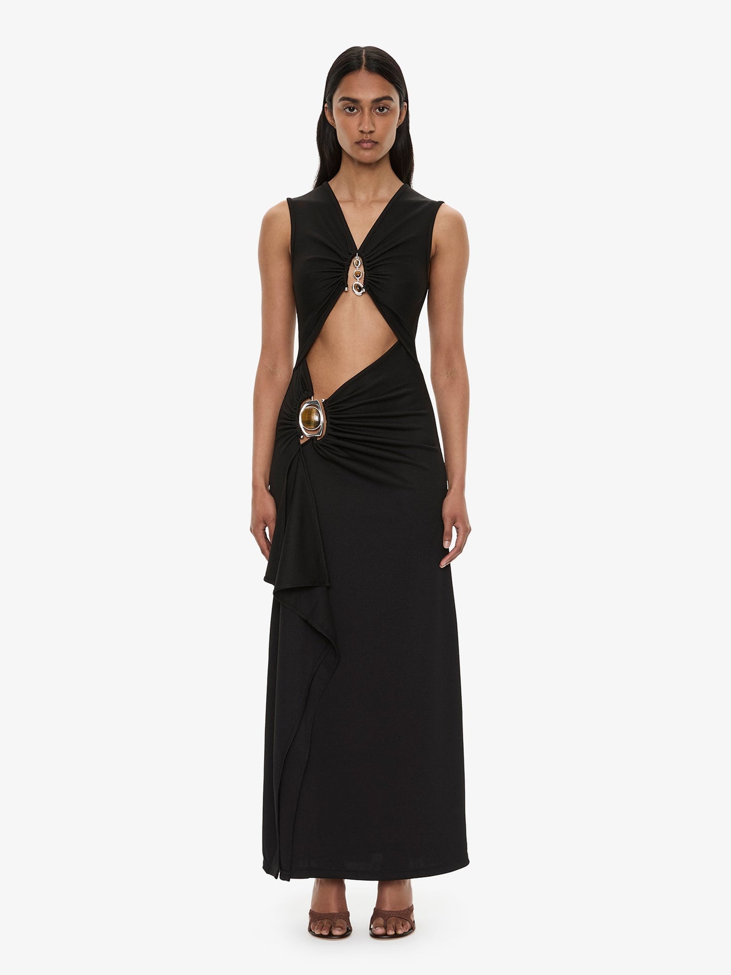 Image of Dresses. Product name - Droplet Crystal Separation Tank Dress in Black colour by brand - CHRISTOPHER ESBER