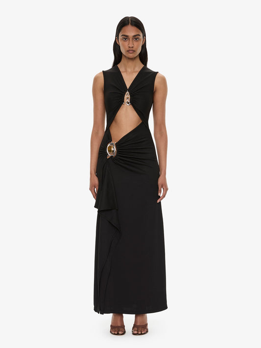 Image of Dresses. Product name - Droplet Crystal Separation Tank Dress in Black colour by brand - CHRISTOPHER ESBER