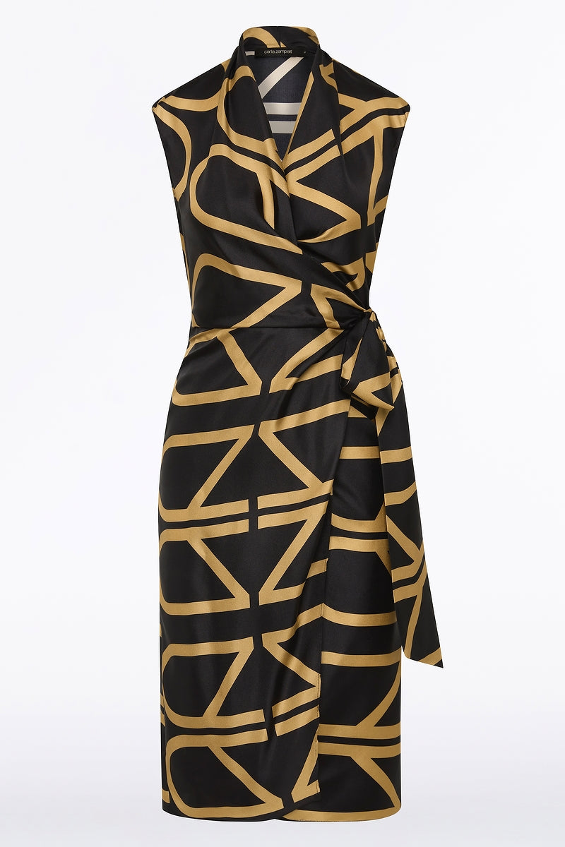 Carla Zampatti And Brandy Grid Silk Twill Wrap Dress (Black)