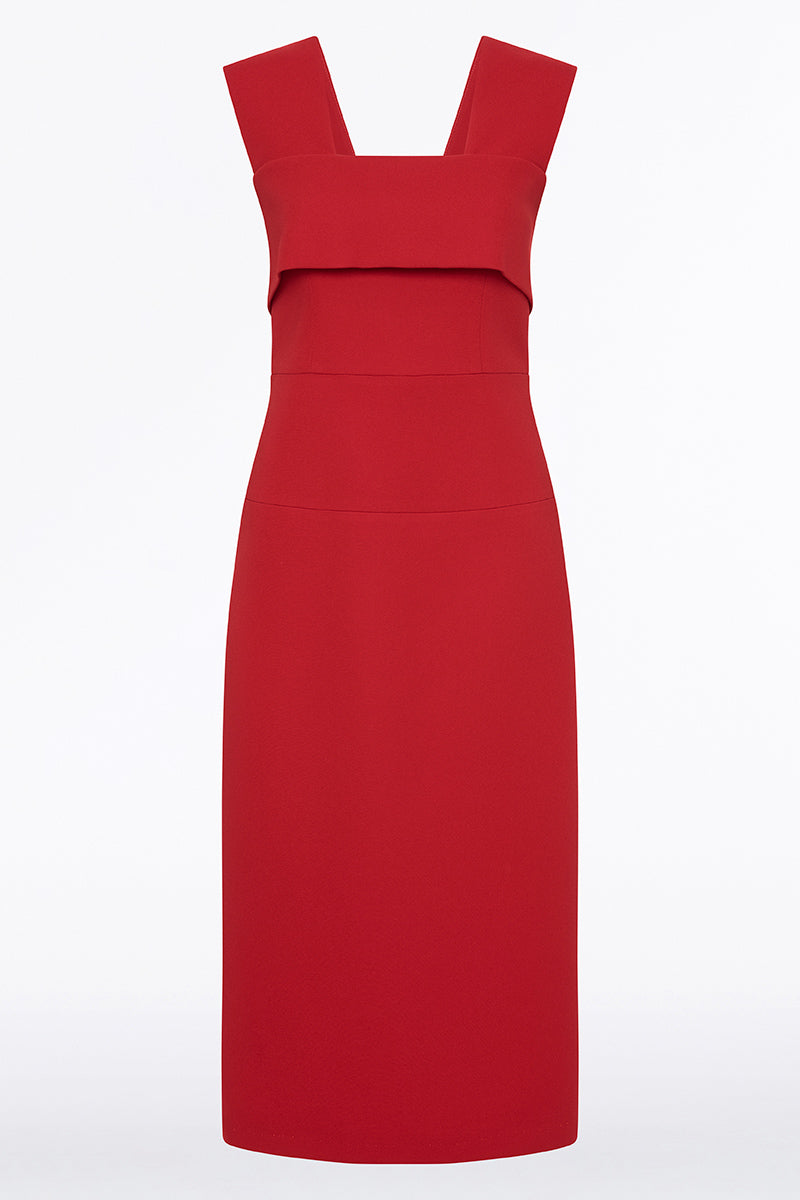 Carla Zampatti Scarlet Crepe La Banda Midi Dress (Red)