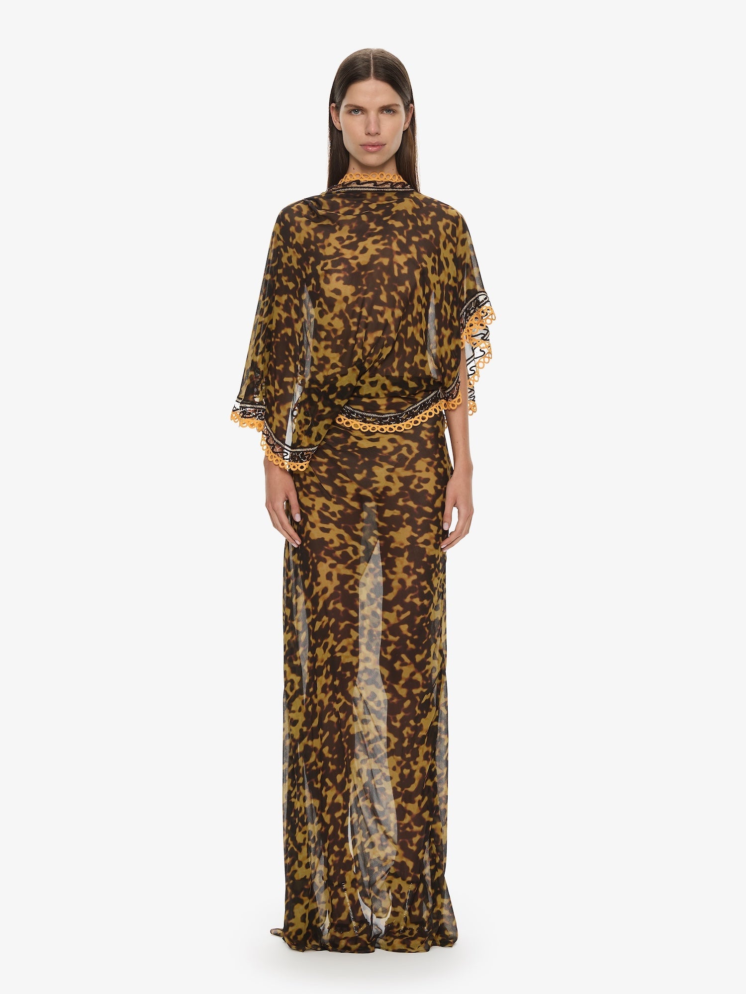 Image of Dresses. Productname: CHRISTOPHER ESBER Roule Trimmed Backless Drape Dress in Tortoiseshell colour by brand - CHRISTOPHER ESBER
