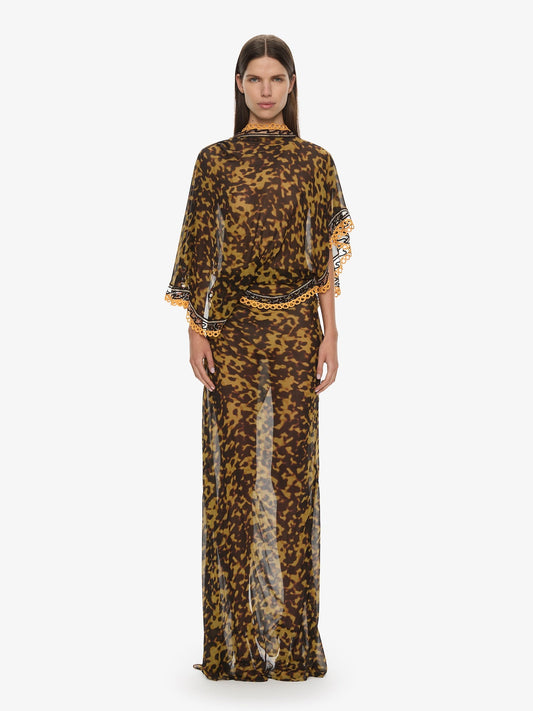 Image of Dresses. Productname: CHRISTOPHER ESBER Roule Trimmed Backless Drape Dress in Tortoiseshell colour by brand - CHRISTOPHER ESBER