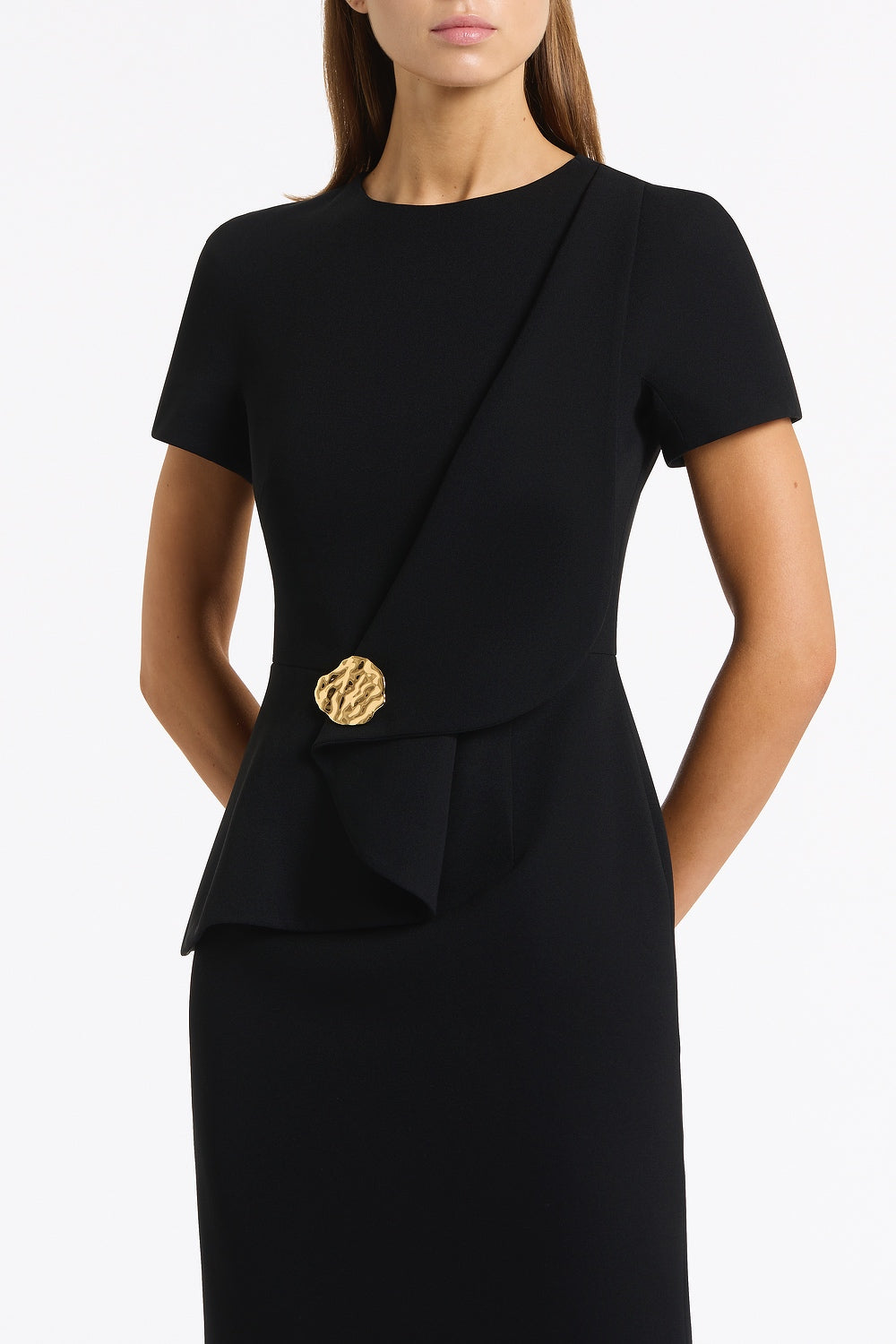 Carla Zampatti Small Sculptural Petal Brooch (Gold)