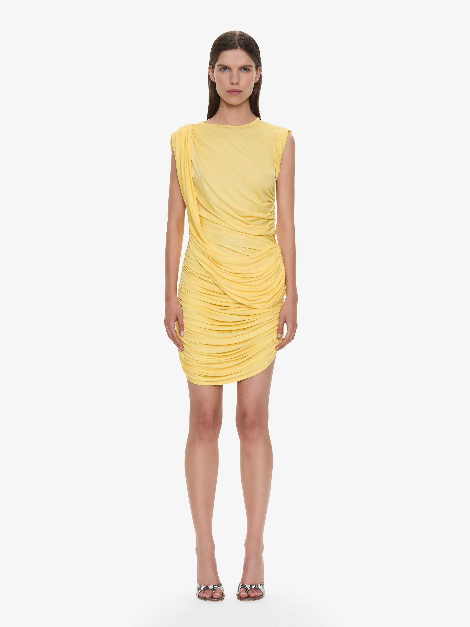 Image of Dresses. Product name - Verve Twisted Tank Mini Dress in Soleil colour by brand - CHRISTOPHER ESBER