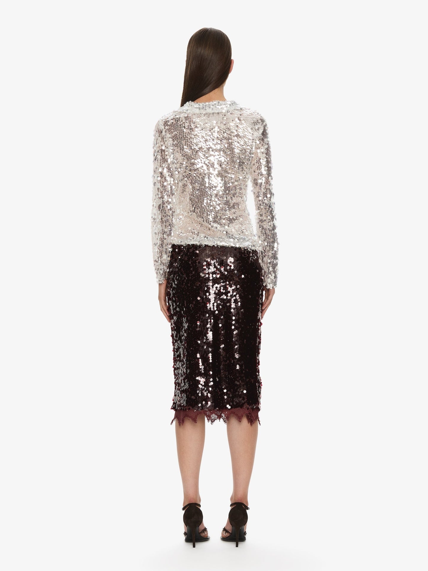 CHRISTOPHER ESBER Opaline Sequin Skirt (Maroon)