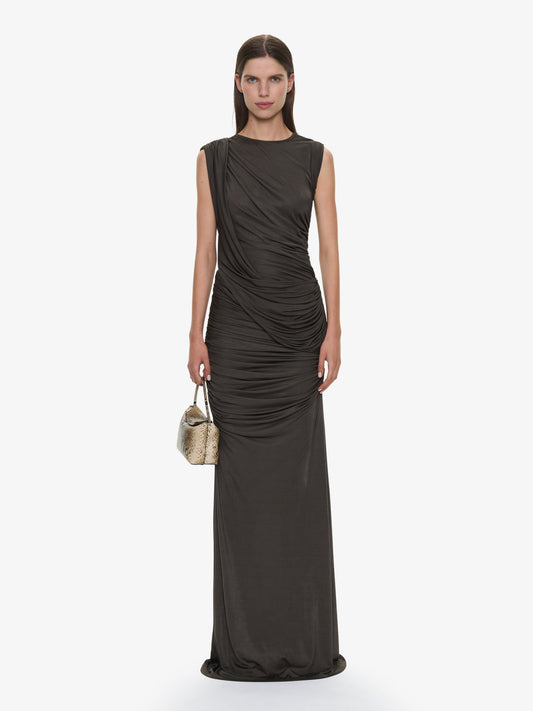 Image of Dresses. Product name - Verve Twisted Dress in Husk colour by brand - CHRISTOPHER ESBER