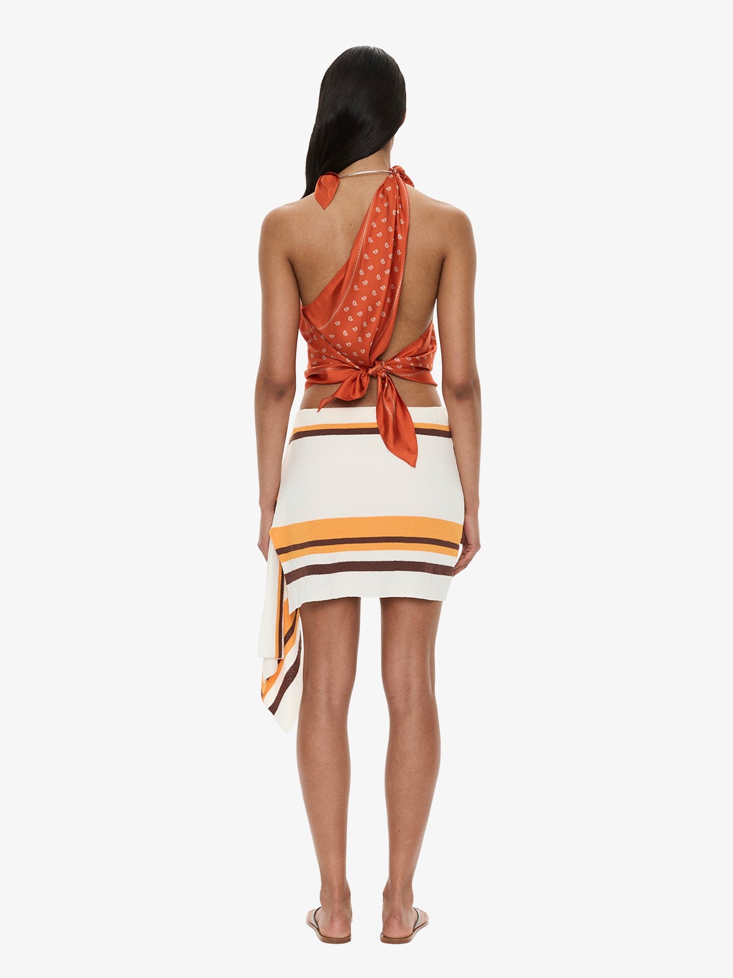 CHRISTOPHER ESBER Straccio Knitted Extension Drape Mini Skirt (Stripe)