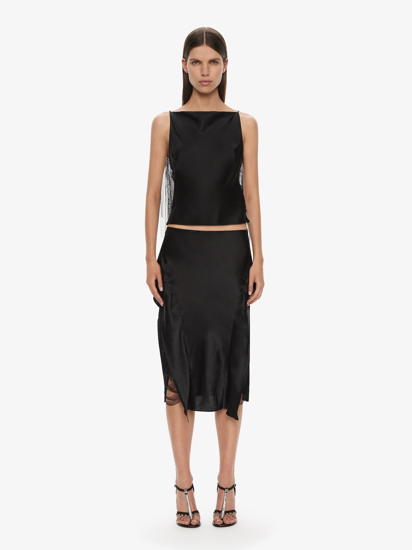 CHRISTOPHER ESBER Lattice Lace Silk Skirt (Black)