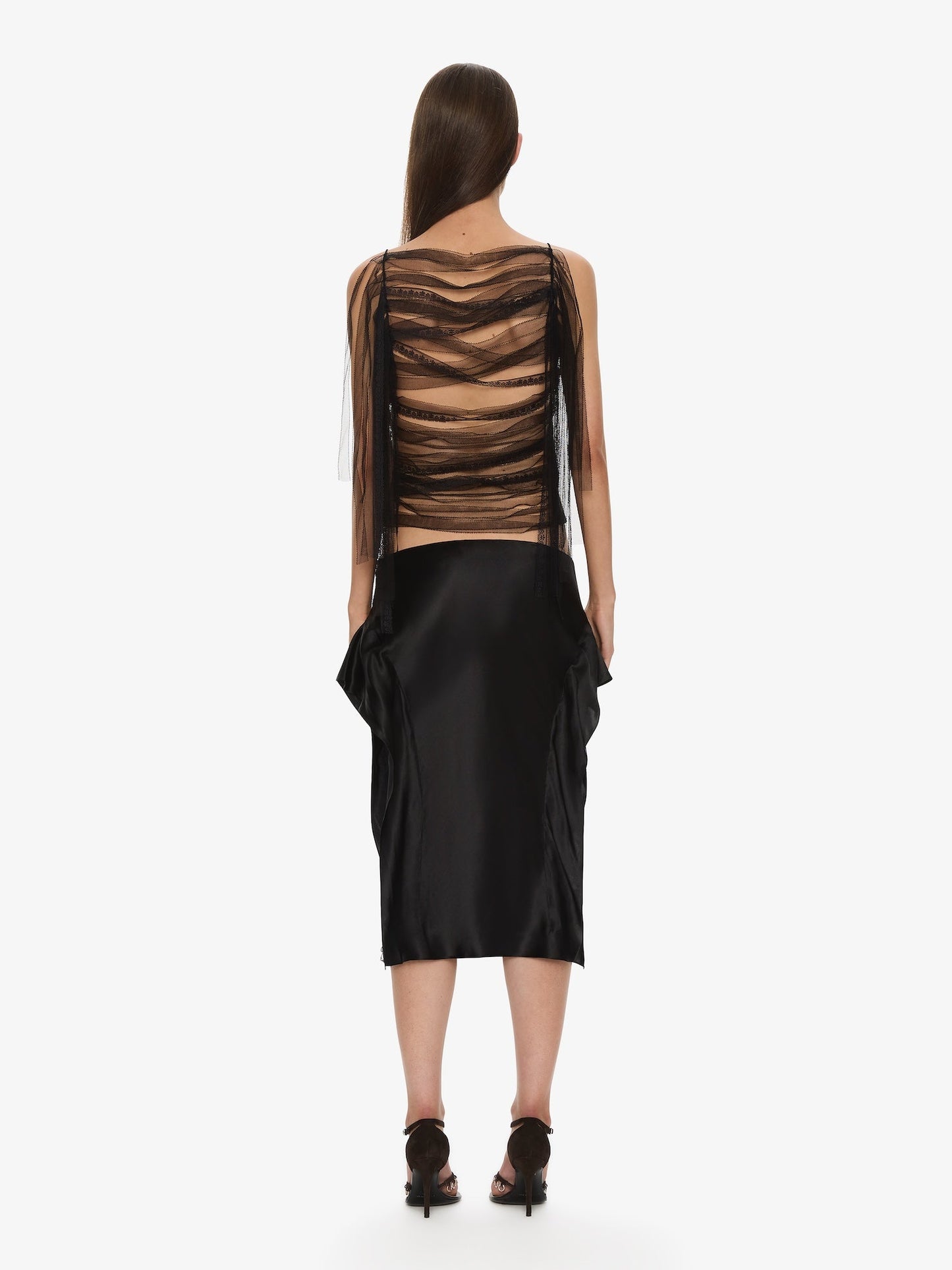 CHRISTOPHER ESBER Lattice Lace Silk Skirt (Black)