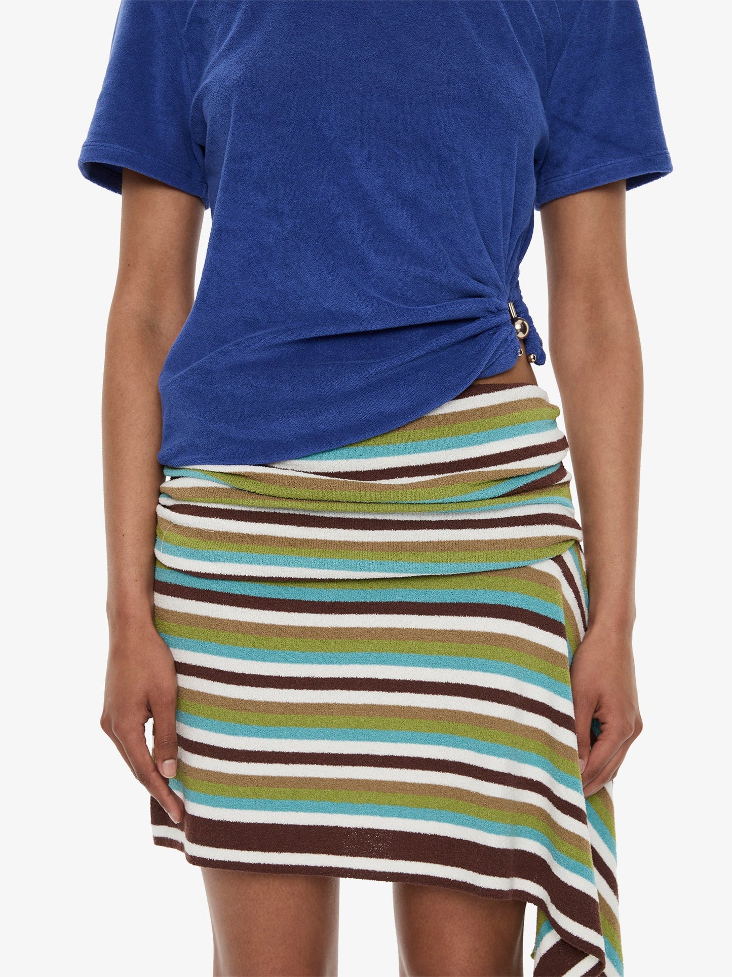CHRISTOPHER ESBER Knit Extension Drape Mini Skirt (Stripe)