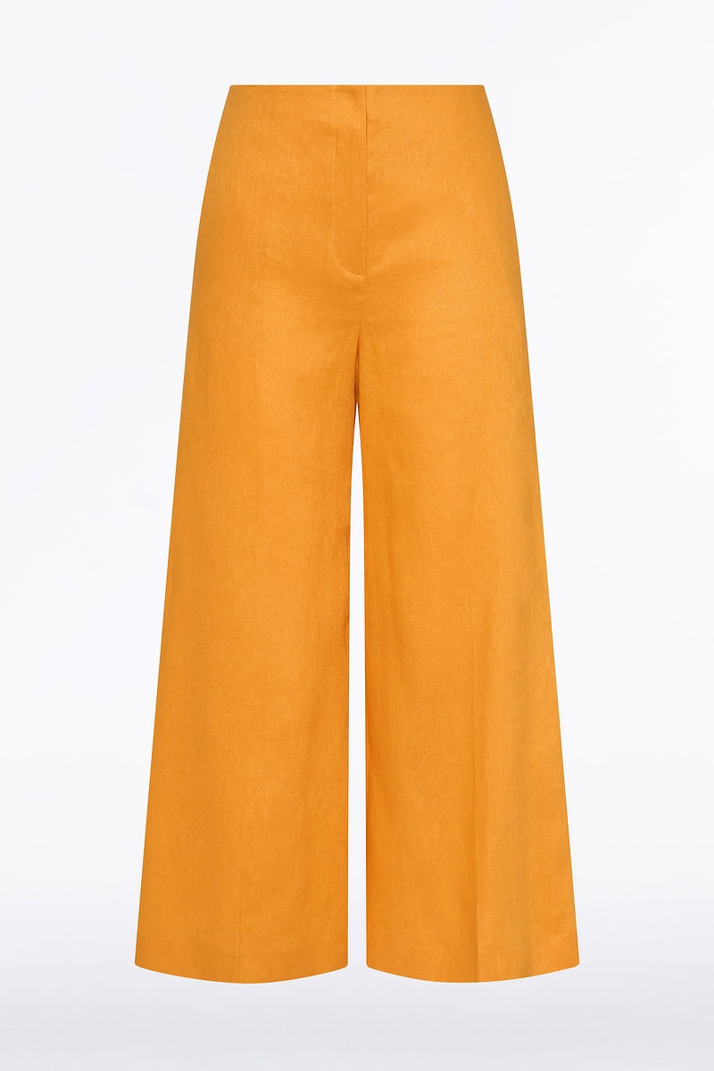 Carla Zampatti Amber Linen Waisted Crop Pant (Orange)