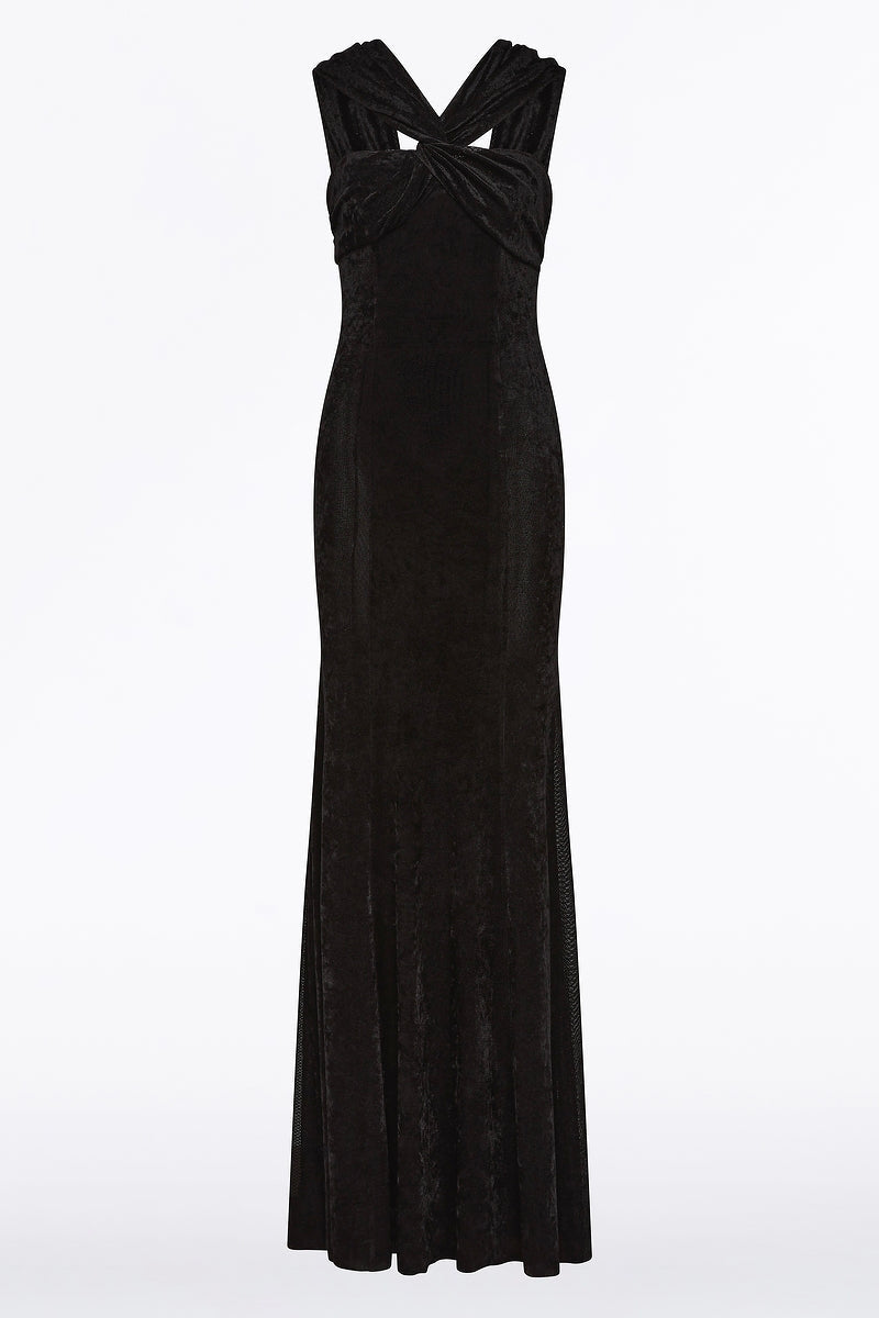 Carla Zampatti Velvet Mesh Gown (Black)