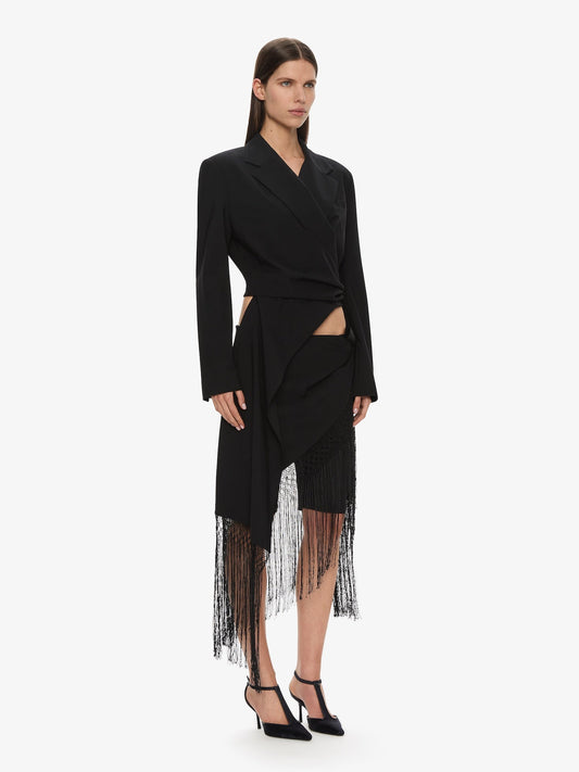 Image of Coats & Jackets. Productname: Unravel Macrame Blazer in Black colour by brand - CHRISTOPHER ESBER