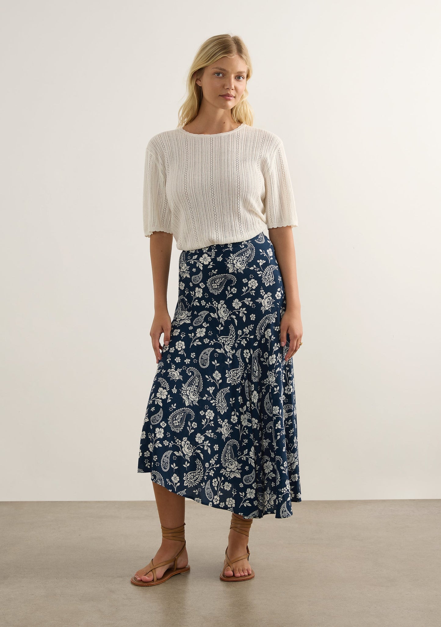 Image of a model wearing Skirts. Productname: Auguste The Label Dion Maxi Skirt in Print colour by brand - Auguste The Label