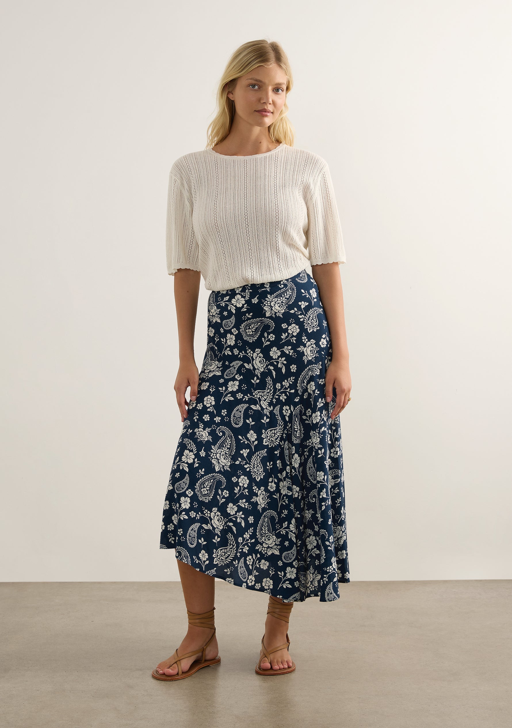 Image of a model wearing Skirts. Productname: Auguste The Label Dion Maxi Skirt in Print colour by brand - Auguste The Label