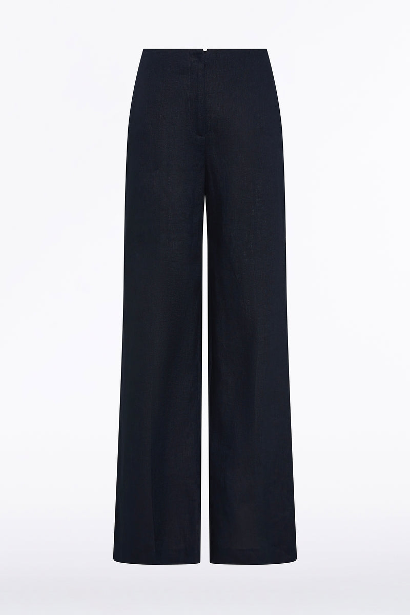 Carla Zampatti Linen Waisted Pant (Navy)
