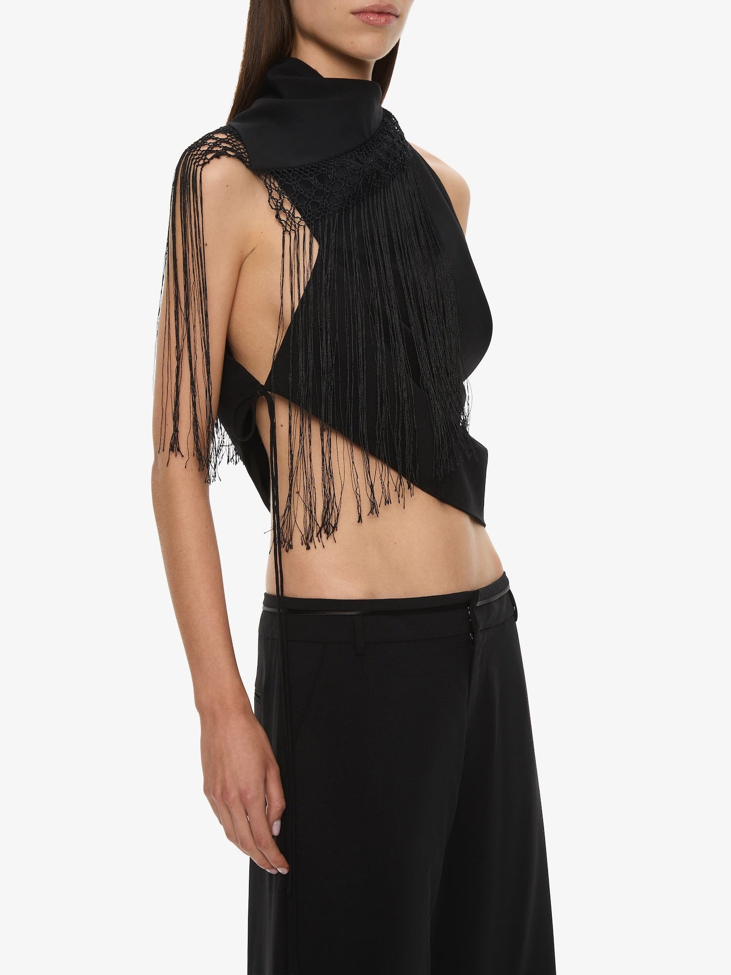 CHRISTOPHER ESBER Unravel Macrame Wrap Top (Black)